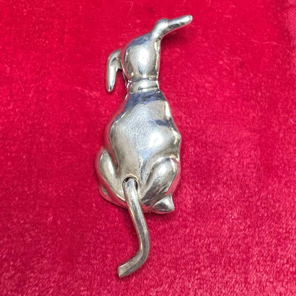 Brooch Pendant Puppy Dog 925 Sterling Silver Signed Mexico Articulating Tail!